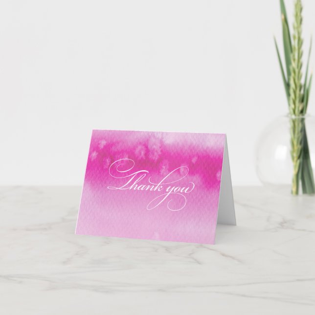 FOLDED THANK YOU CARD ombre watercolor dark pink (Front)