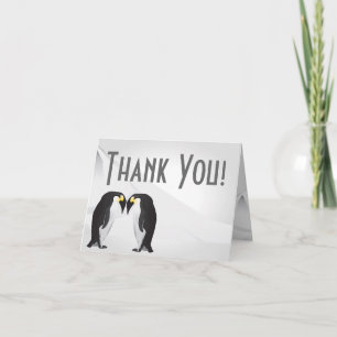 Folded Thank You Card Penguins Mate for Life Grey