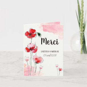 Folded thank you card poppies