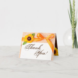 Folded Thank You Card Rustic Sunflower Country Lac