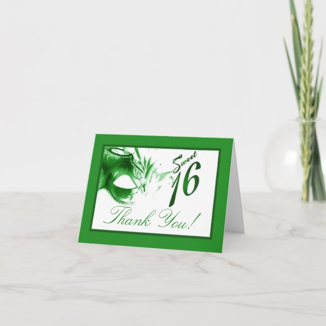 Folded Thank you Card Sweet 16 Green (Front)