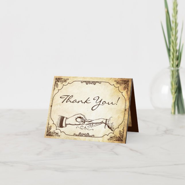 Folded Thank You Card Vintage Ceremony Ring Exchan (Front)