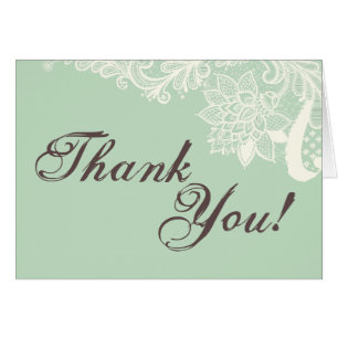 Folded Thank You Card Vintage Victorian Lace Mint