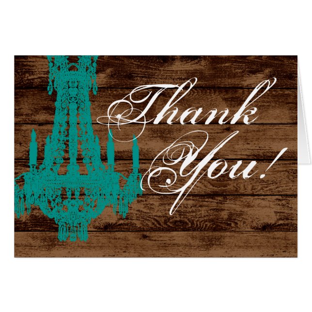 Folded Thank You Card Western Rustic Chandelier (Front Horizontal)