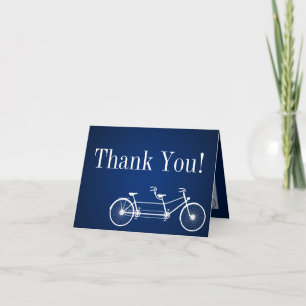 Folded Thank You Card Whimsical Navy Double Bike