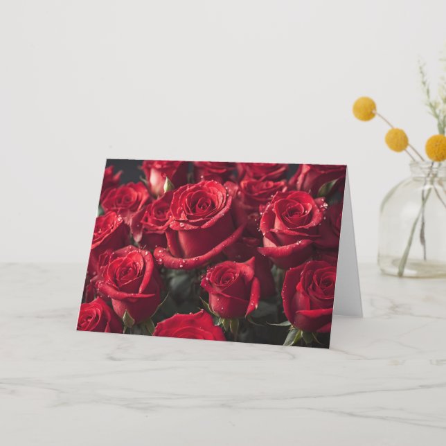 Folded Thank You Card With Beautiful Red Roses (Front)