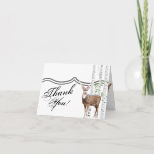 Folded Thank You Card XMASDeer Doe Woodland Buck L