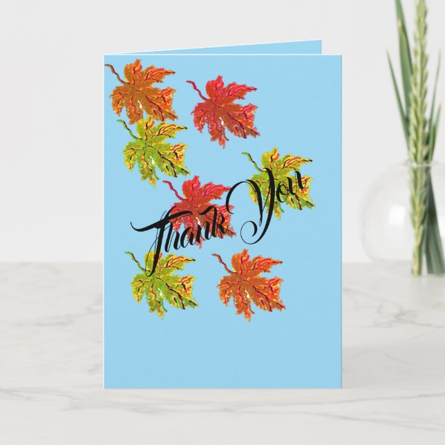 Folded Thank You Note Card : Autumn Leaves (Front)