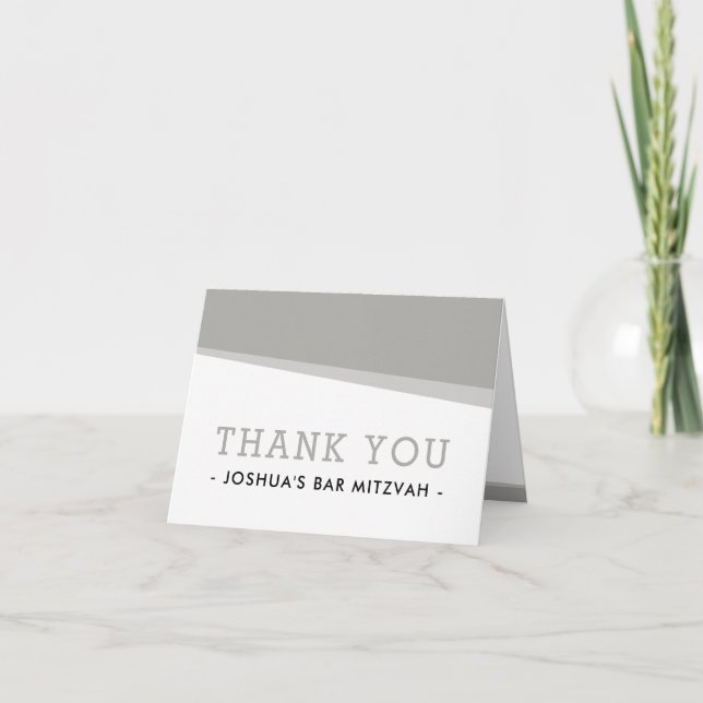 FOLDED THANK YOU simple modern angles cool grey Card (Front)