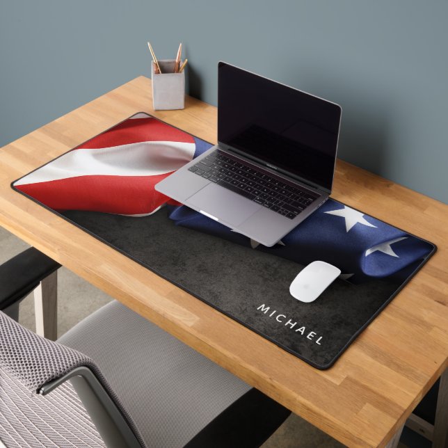Folded USA Flag Personalized Desk Mat (Office 2)