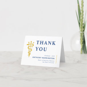 Folded Veterinary Symbol Blue Maize Thank You Card