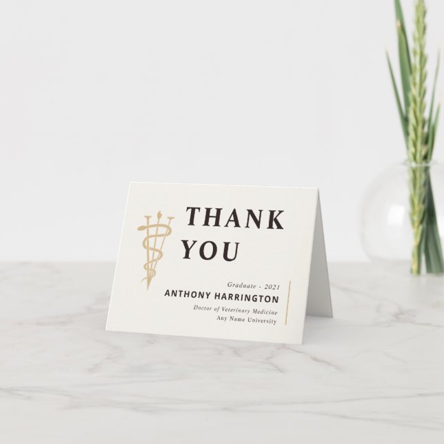 Folded Veterinary Thank you Black Gold (Front)