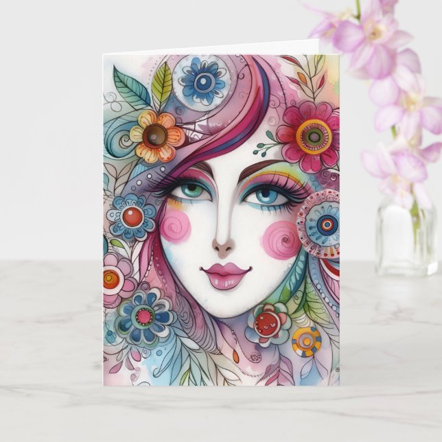 Folded Whimsical Card (Orchid)