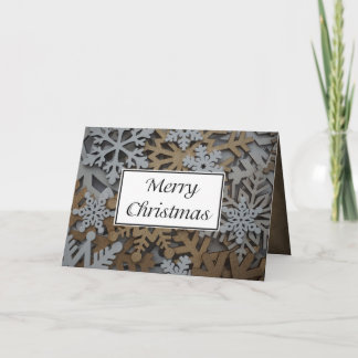 Folded White and Gold Snowflake Christmas Card II