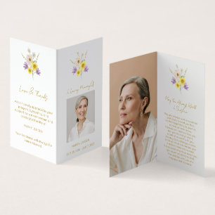 Folded Wildflower Photo Funeral Prayer Card