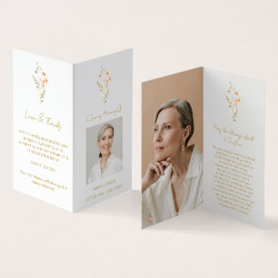 Folded Wildflower Photo Funeral Prayer Card