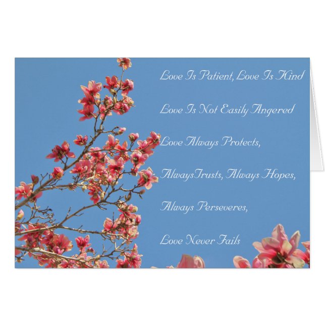 Folding Card, Tulip Magnolia Tree with Love Verse (Front Horizontal)