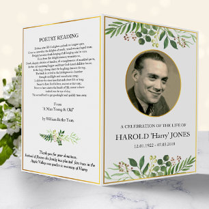 Folding funeral pamphlet, father, memorial program flyer