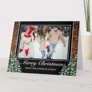 Folding Wood Forest Photo Merry Christmas Greeting Card