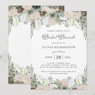 Foliage and Floral Sage Green Bridal Brunch Invitation