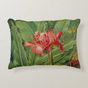 Foliage and Flowers of a Madagascar Plant by North Accent Pillow