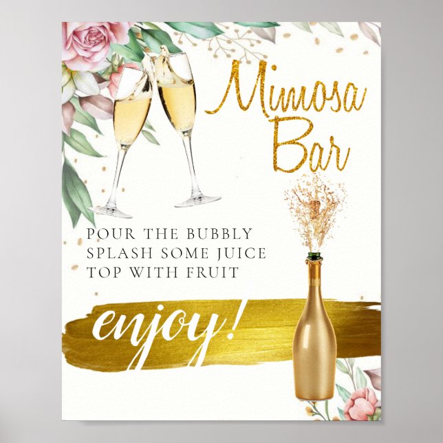 Foliage Blush Bridal Brunch Mimosa Bar Sign (Front)