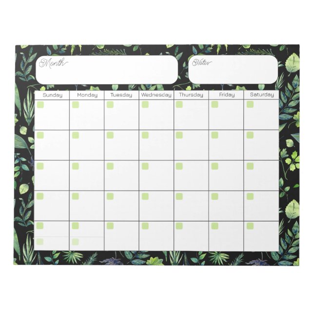 Foliage Calendar Notepad (Front)