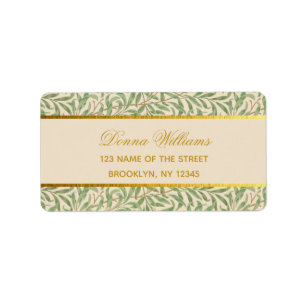Foliage Calligraphy Faux Gold Foil Green Leaves Label
