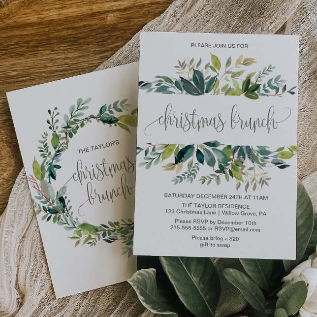 Foliage Christmas Brunch Invitation (Creator Uploaded)