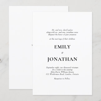 Foliage Classic simple Wedding Invitation