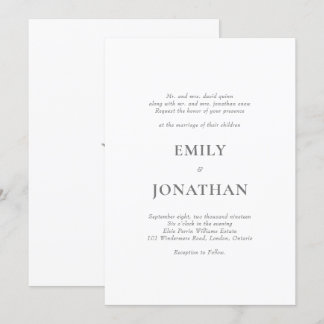 Foliage Classic simple Wedding Invitation