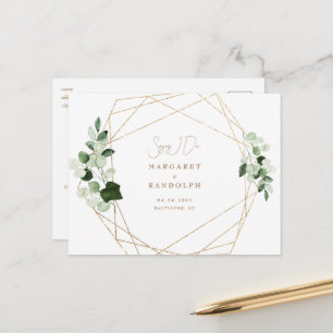 Foliage Contemporary Couple Photo Save the Date Announcement Postcard