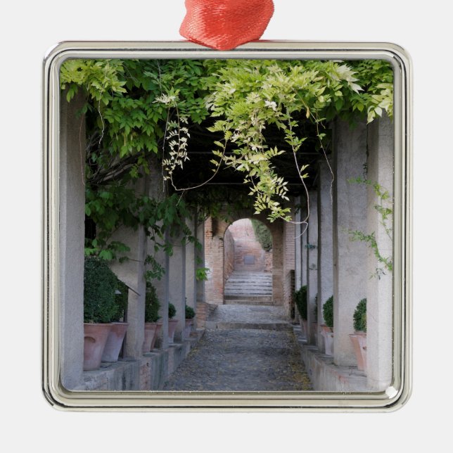 Foliage Covered Walkway, Spain Metal Ornament (Front)