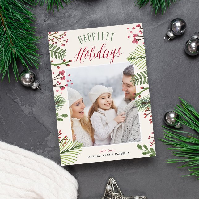 Foliage de vacances | Carte photo de Noël (Créateur téléchargé)
