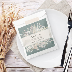 Foliage Duet Sage Green Botanical Thank You Favour Bag