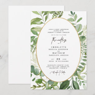 Foliage Frame Both Sets Parents Wedding Invitation