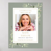 Foliage Funeral Celebration Of Life Photo Sign