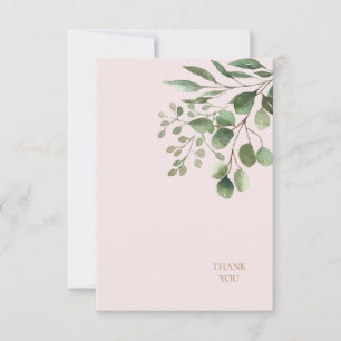 Foliage Gold Text Blush Wedding Thank You