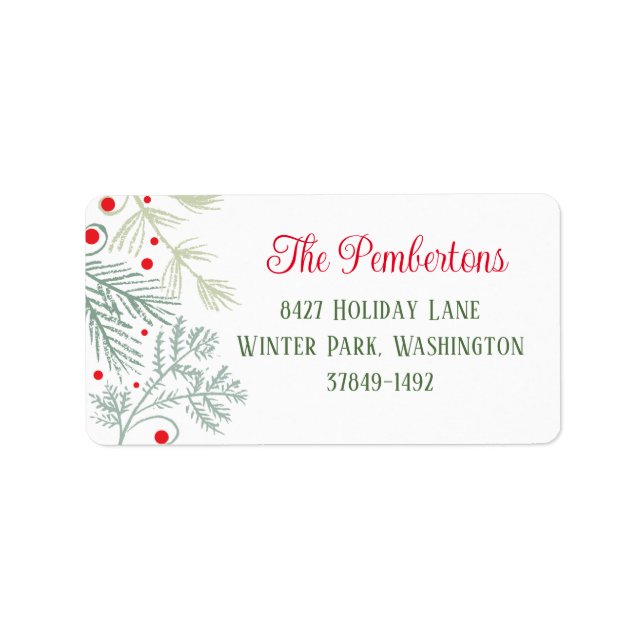 Foliage Greenery  Holiday Address Label (Front)