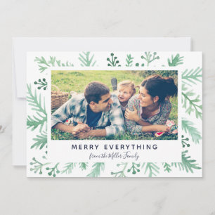 Foliage Greeting Holiday Photo Merry Everything Card