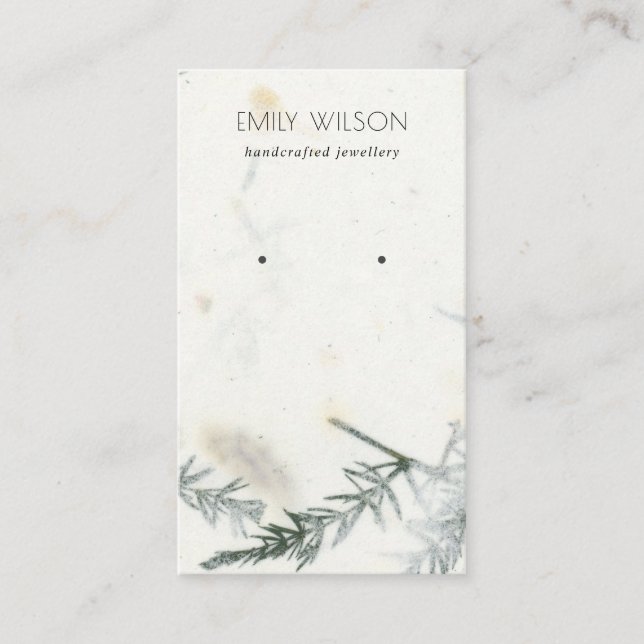 Foliage Handmade Paper Texture Earring Display Business Card (Front)
