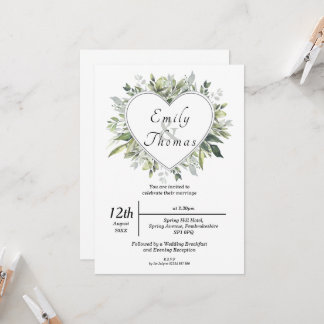 Foliage Heart Wedding Invitation