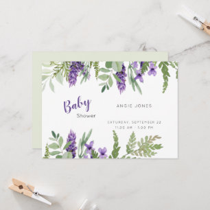 Foliage Lavender and Mint baby Shower Invitation