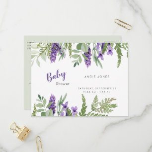 Foliage Lavender and Mint baby Shower Invitation Postcard