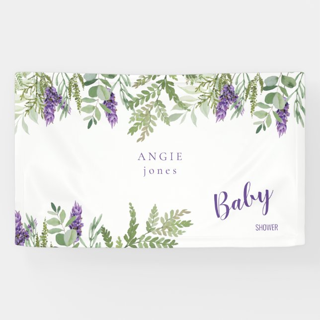  Foliage Lavender Baby Shower Custom  Banner (Horizontal)
