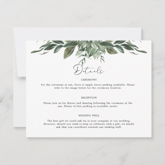 Foliage Leaf Details Enclosure Card (Front)