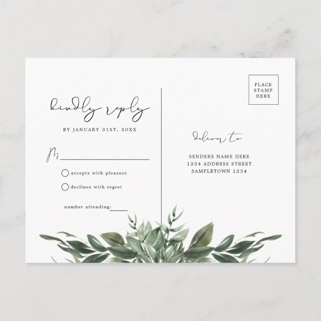 Foliage Leaf RSVP Postcard (Back)