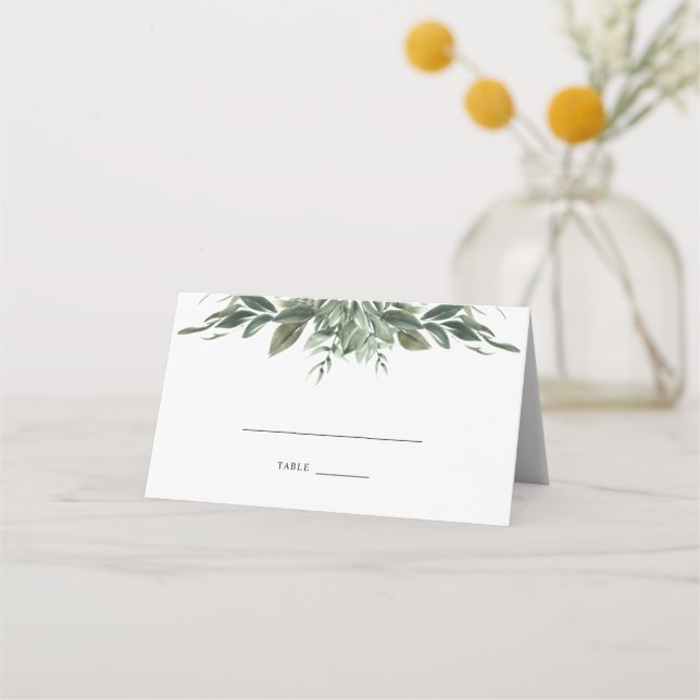 Foliage Leaf Wedding Name Place Card (Front)