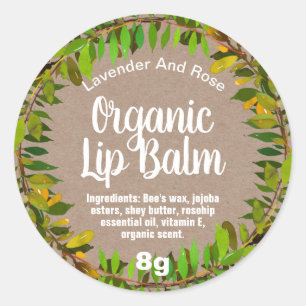 Foliage Leaves Kraft Organic Lip Balm Pot Labels