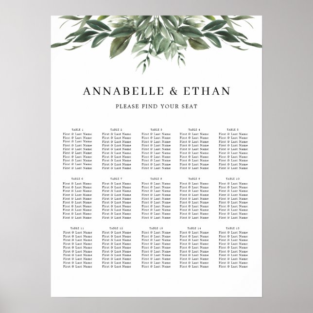 Foliage Leaves Seating Chart (Front)